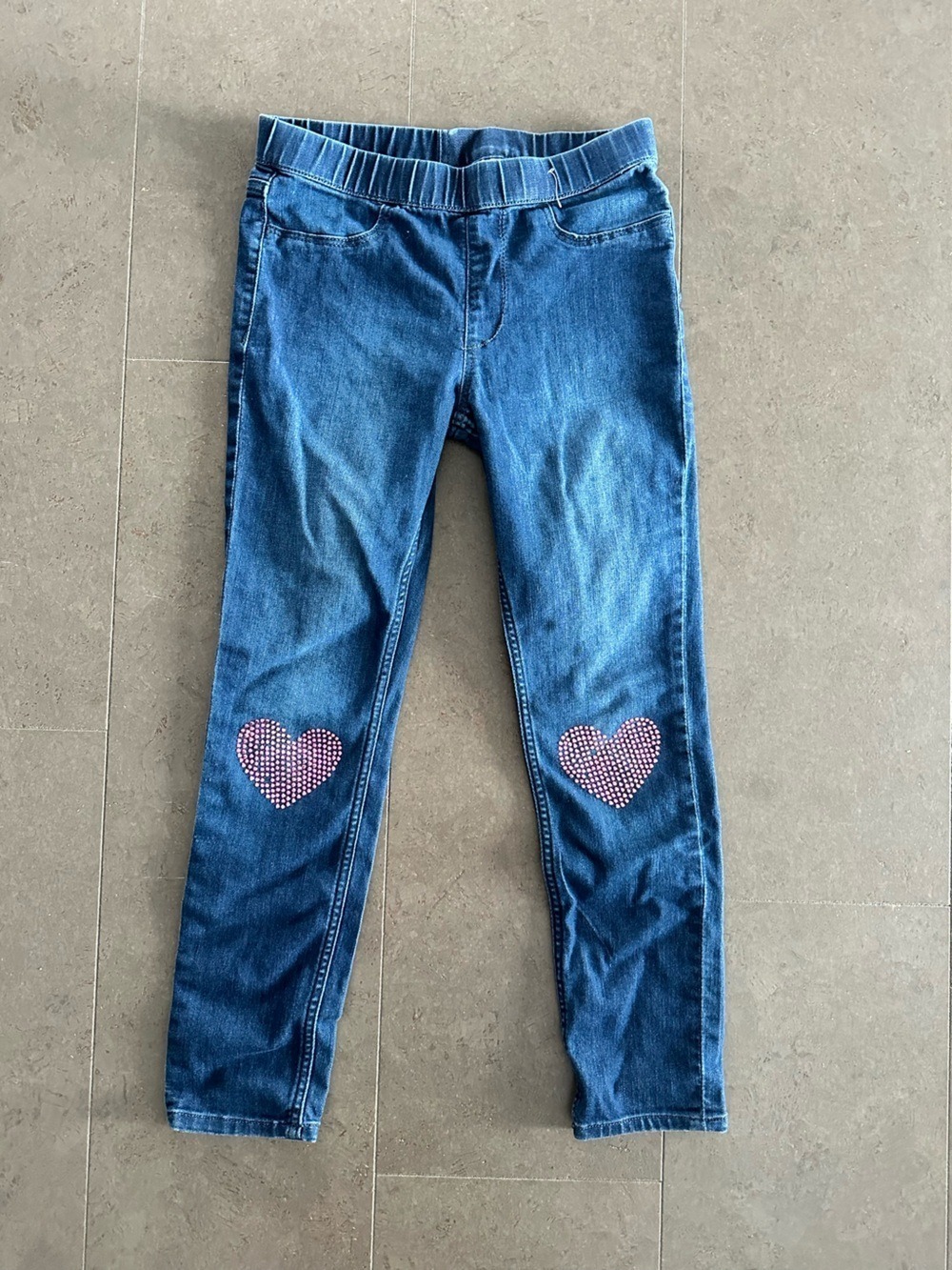H&M Jeans with Pink Heart Knee Patches size 7-8